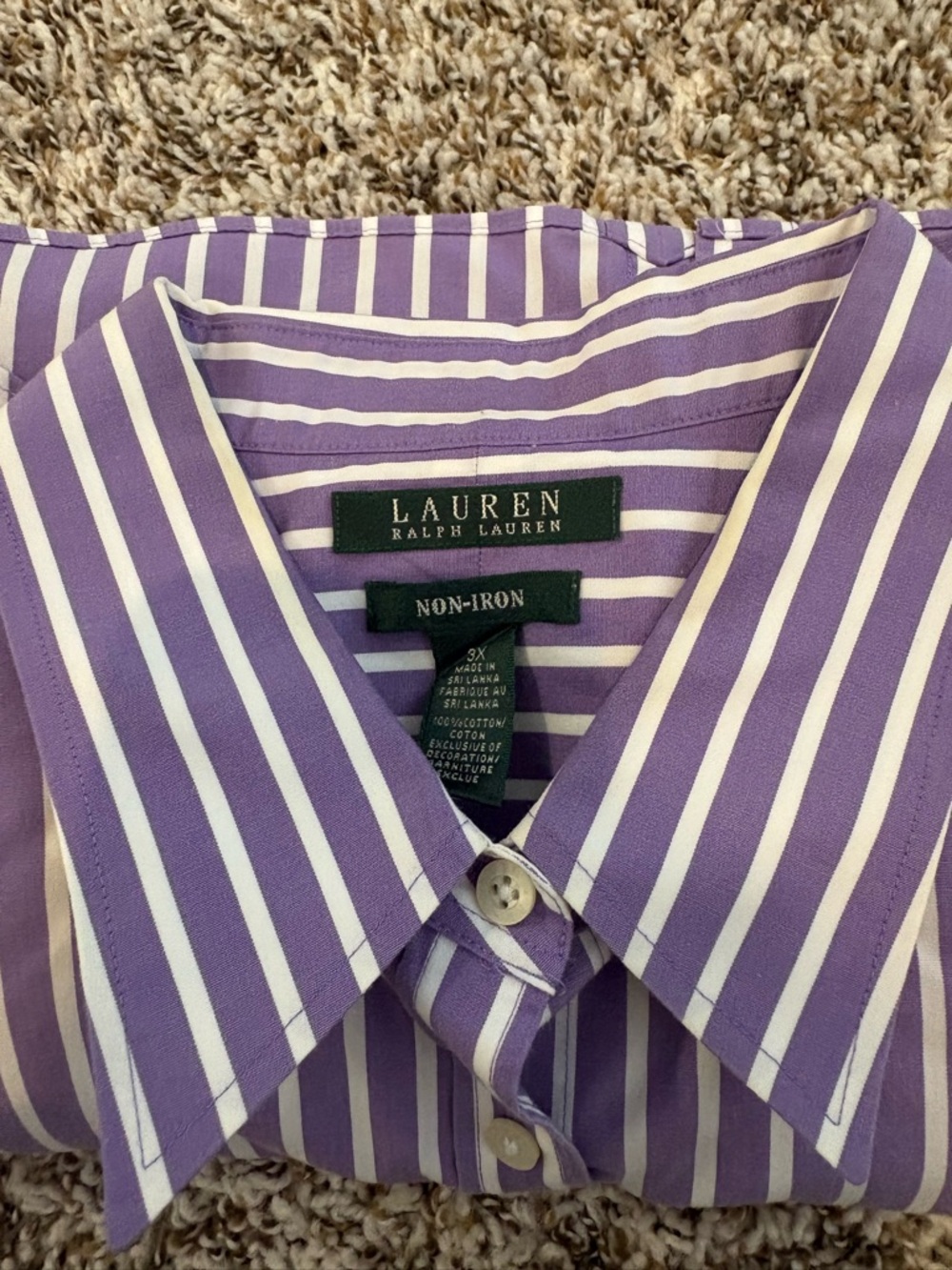 Ralph Lauren Purple and White Striped Dress Shirt 3xl - Picture 8 of 10